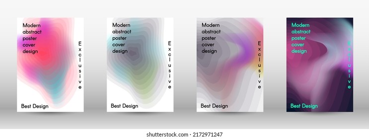 Fijado para líquido. Antecedentes holográficos abstractos. Moda borrosa de malla brillante en tonos rosa, azul, verde. Vector publicitario de moda en retro para libro, anual, interfaz móvil, aplicación web.