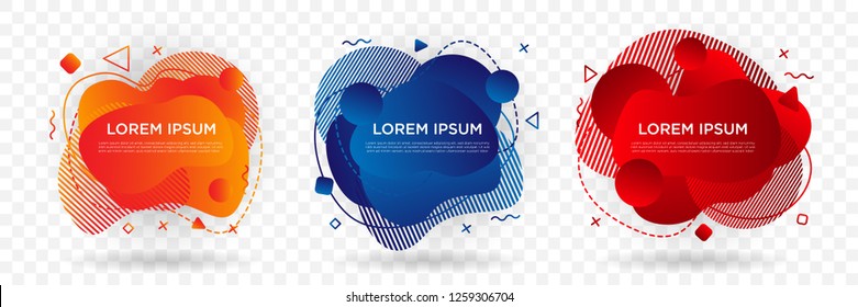 Set of liquid label template with abstract geometric shapes and fluid concept, card, logo, brand, banner, social media. modern trendy with dynamic wave. abstract background desing vector eps 10.