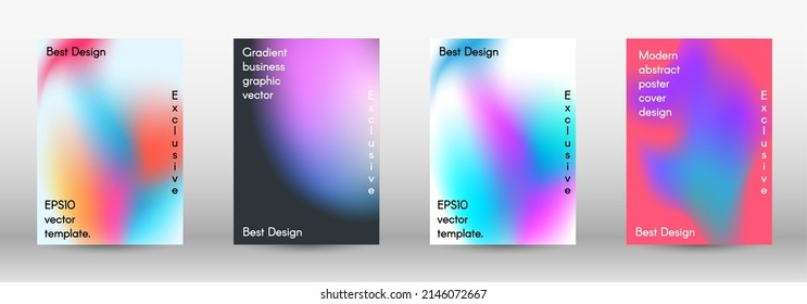 Set for liquid on colorful background.  Bright mesh blurred pattern in pink, blue, green tones.  Fashionable advertising vector in retro for book, annual, mobile interface, web application.