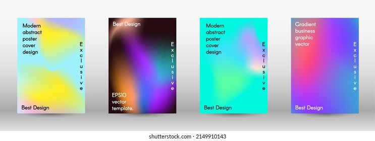 Set for liquid on colorful background.  Bright mesh blurred pattern in pink, blue, green tones.  Fashionable advertising vector in retro for book, annual, mobile interface, web application.