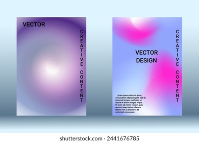 Set for liquid on colorful background. Bright mesh blurred pattern in pink, blue, green tones. Fashionable advertising vector in retro for book, annual, mobile interface, web application.