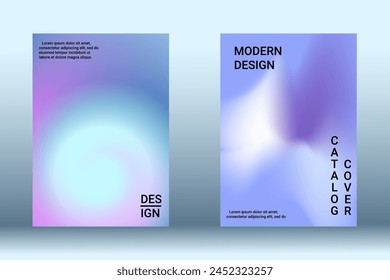 Set para líquido sobre fondo colorido. Patrón de malla brillante borrosa en tonos rosa, azul, verde. Vector de publicidad de moda en retro para libro, anual, interfaz móvil, aplicación de Web.