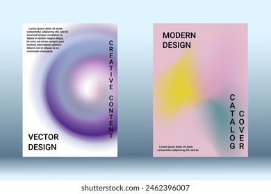 Set for liquid on colorful background. Bright mesh blurred pattern in pink, blue, green tones. Fashionable advertising vector in retro for book, annual, mobile interface, web application.