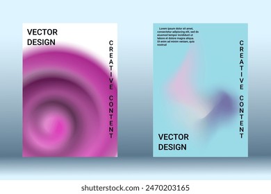 Set for liquid on colorful background. Bright mesh blurred pattern in pink, blue, green tones. Fashionable advertising vector in retro for book, annual, mobile interface, web application.