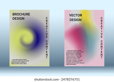 Set for liquid on colorful background. Bright mesh blurred pattern in pink, blue, green tones. Fashionable advertising vector in retro for book, annual, mobile interface, web application.