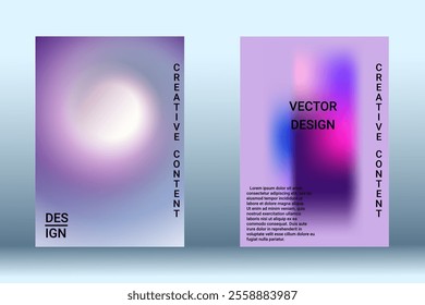 Set for liquid on colorful background. Bright mesh blurred pattern in pink, blue, green tones. Fashionable advertising vector in retro for book, annual, mobile interface, web application.