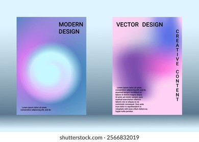 Set for liquid on colorful background. Bright mesh blurred pattern in pink, blue, green tones. Fashionable advertising vector in retro for book, annual, mobile interface, web application.