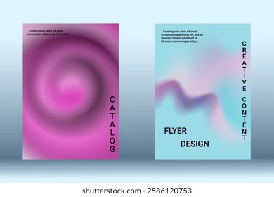 Set for liquid on colorful background. Bright mesh blurred pattern in pink, blue, green tones. Fashionable advertising vector in retro for book, annual, mobile interface, web application.