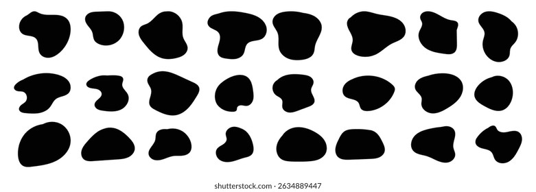 Set of liquid organic blob curve shape collection. Organic shape round symbol.