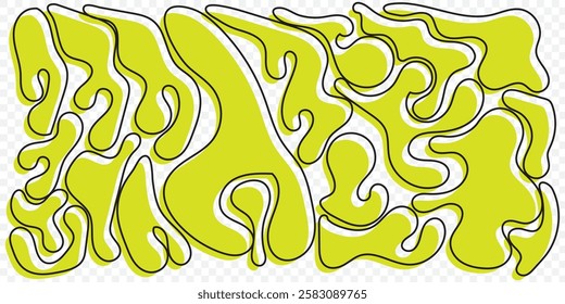 Set of liquid organic shapes, irregular form in vibrant colors. Colorful simple freeform, asymmetric blob. Random deformed abstract figures. Wavy spots or fluid amorphous. Modern uneven blots. Eps 10.