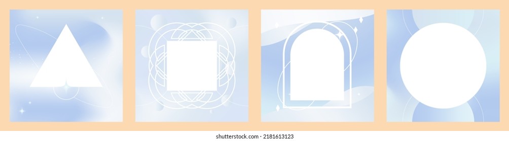 Set of liquid pastel templates in liquid gradient colors. Geometric shapes for copy space and layout, space elements. Stars, lines, and waves. Editable Vector Illustration. EPS 10.