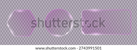 Set of liquid pink glass morphism elements on gray background. Blur effect transparent glass for modern UI design. User interface design.