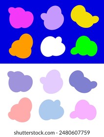 Set of liquid shape. Abstract cloud Groovy funky sticker. bubble background. Hand drown minimal forms. Funny scribble 