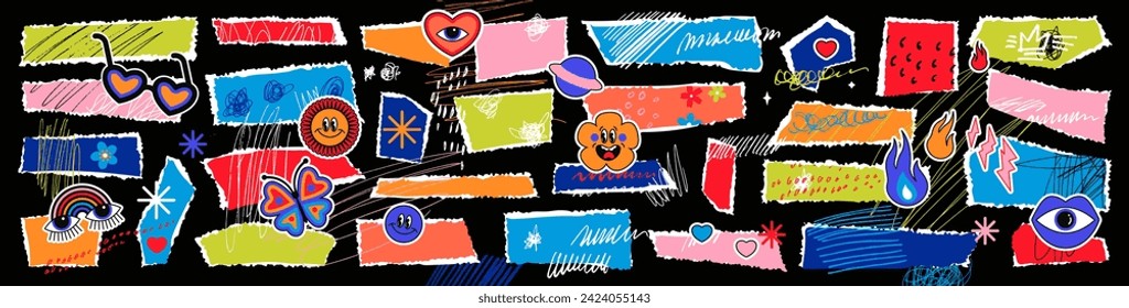 Set of liquid shapes in memphis style with muted colors. Trendy abstract composition, design template for social media, prints. Trendy artistic illustration