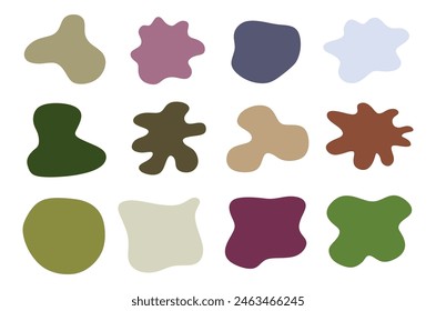 Set of Liquid shapes, round abstract organic elements. Different blotch shapes collection. Speech bubbles in different shapes and colors isolated on white background. Design elements. Vector