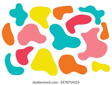 Set of Liquid shapes, round abstract organic elements. Different blotch shapes collection. Speech bubbles in different shapes and colors isolated on white background. Design elements. Vector