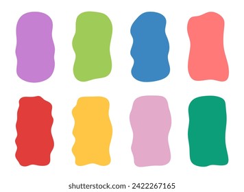 Set of liquid shapes for social media. Hand drawn blank organic forms or shapes isolated. Collection of quote frames, empty speech bubble blobs. Colorful vertical rectangle elements. Vector