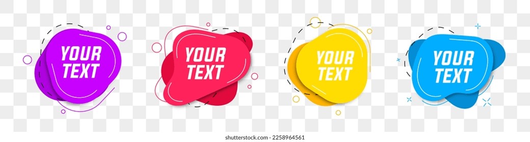 Set of liquid shapes for text on a transparent background. Fluid shapes