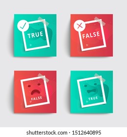 Set of liquid social media box templates. Check mark and cross icons set. True or false? Red and green colors. Applicable for gift card, banners, social media.
Applicable for social media, banners.