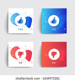 Set of liquid social media box templates. Thumb up and thumb down icons set. Yes or no? Red and blue colors. Applicable for gift card, banners, social media.
Applicable for gift card, banners, social 