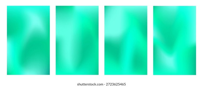 Conjunto de fondo de textura de malla de gradiente verde de menta de verano líquido