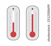 Set of liquid-in-glass thermometers with different levels of temperature. Thermometers in flat style isolated on white background. EPS10