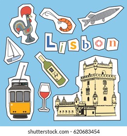 Set of Lisbon landmarks and icons