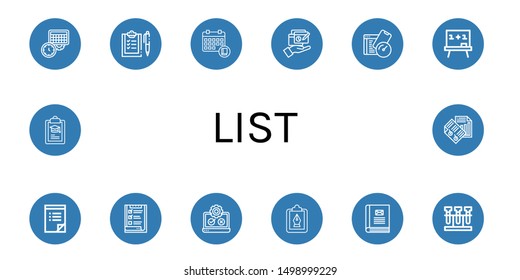 Set of list icons such as Schedule, Checklist, Report, Test, Board, To do list, List, Testing, Clipboard, Contact book, Paper ,