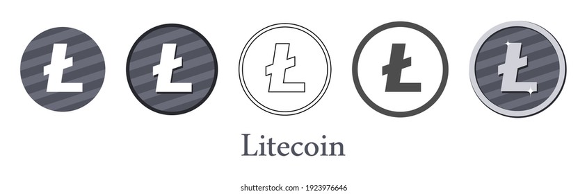 Set of Litecoin crypto currency icons. Vector illustration.