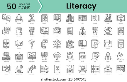 Set of literacy icons. Line art style icons bundle. vector illustration