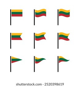 Set of Lithuania flags isolated on white. Vector illustration