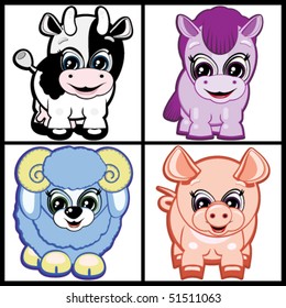 Set of Little Animals -  Farm. Vector.