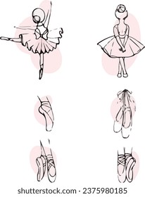 set of little ballerinas in pink tutu