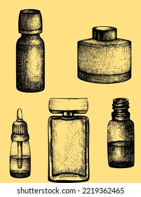 Set of little bottle vector illustration