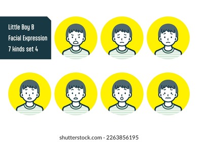Set of Little Boy bust shot illustrations.