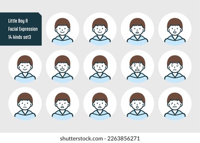 Set of Little Boy bust shot illustrations.