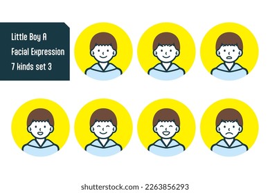 Set of Little Boy bust shot illustrations.