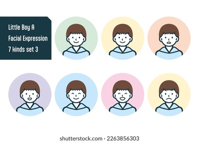 Set of Little Boy bust shot illustrations.