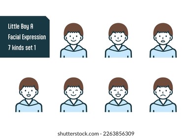 Set of Little Boy bust shot illustrations.
