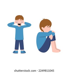 Juego De Carácter De Niño Pequeño Que Se Siente Triste