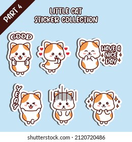 Set little cat sticker collection good love have anice day yeay emoticon  Kawaii character design