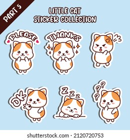 Set little cat sticker collection please thanks angry OK sleep angry cry emoticon  Kawaii character design