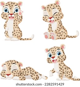 Set of little cheetah cartoon