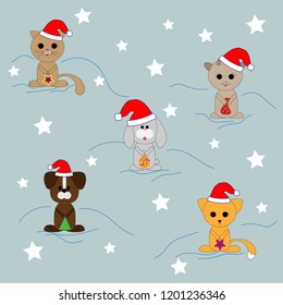 Set of little cute animals. Vector illustration.