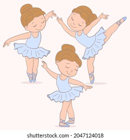 set of little cute ballerina poses