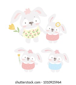 Set of little cute bunny