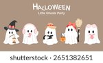 Set of Little Ghosts elements Halloween clipart and design