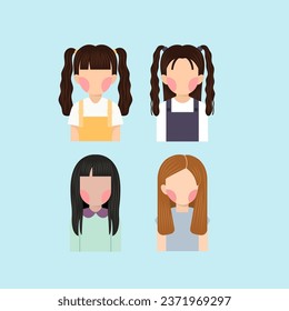 Set Of Little Girl Avatar