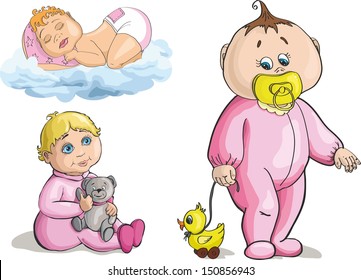 set of little girls