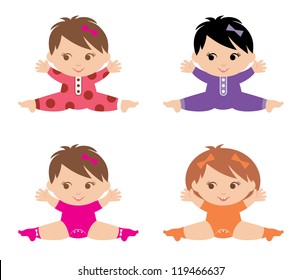 Set of little girls. vector